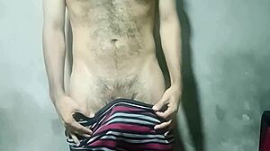 young amateur shows monster cock in solo masturbation