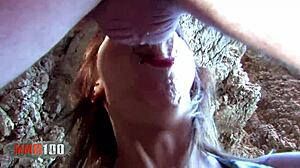 Bold anal sex on the beach with spanish redhead teen