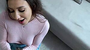 beautiful teen 18+ flees to room with handcuffs, opens legs for rough doggystyle cum