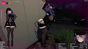 in the hentai game, guard girl has sex in the park part 1.