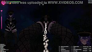 in the hentai game, guard girl has sex in the park part 1.