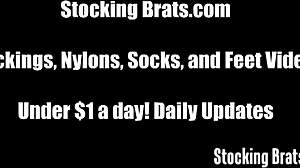 we love sucking each other's feet in fishnets