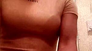 Black girl shows her chocolate ass in the bathroom