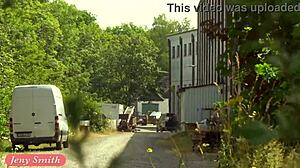 Jeny Smith flashes naked in public scenes