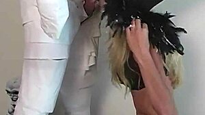 Halloween blonde milf performs in outdoor amateur scene