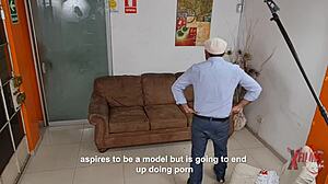 Blonde Swallows Cock In Porn Casting