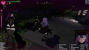 in the hentai game, guard girl has sex in the park part 1.