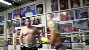 Blonde Bombshell Dominates Intense Mixed Boxing with Classy Moves