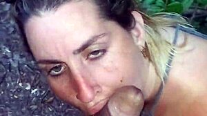 Adventure in public woods with deepthroat?