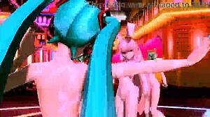 Hatsune Miku and Megurine Luka dancing in World End Dancehall!