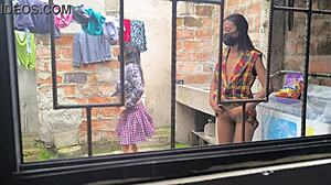 Are these housewives hot sluts making porn after laundry?