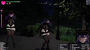 in the hentai game, guard girl has sex in the park part 1.