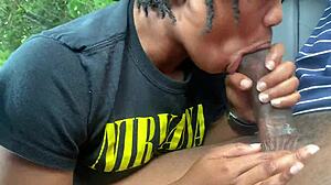 Public ebony deepthroat