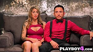 naughty busty milf sucking big tattooed dick while he licks her pussy