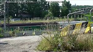 Blonde girl public street banging with 2 young guys