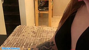 filling brunette's pussy