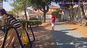 wife displays in park