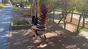 wife displays in park