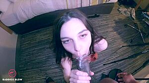 Petite Interracial Blowjob