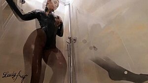 latex shower tease
