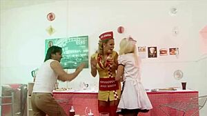 Milf waitresses foursome