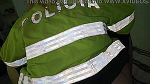 Blonde Officer Rides Cock