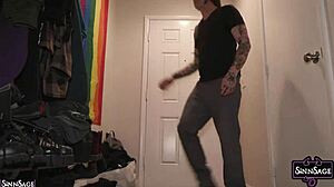 Lesbian strapon kiss