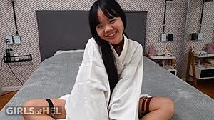 spreads legs in bondage