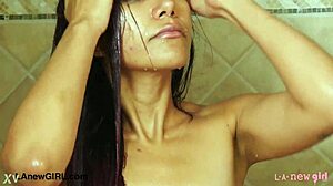 Shy Brunette Shower
