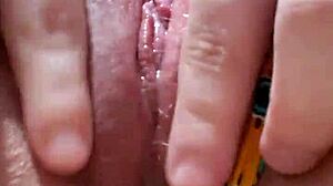 Rubbing clit cum