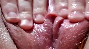 Rubbing clit cum