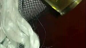 Crossdresser drinks pee