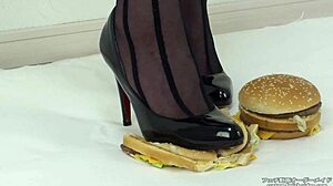 Woman Crushes Hamburger