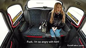 Brunette Babe In Taxi