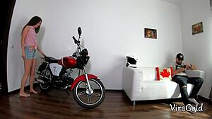 Motorcyclist Girl Anal Tease