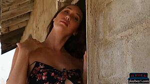 Brunette Outdoor Striptease