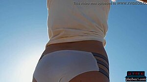 Brunette Outdoor Striptease