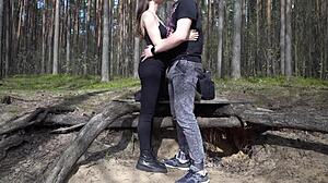 brunette outdoor rimjob