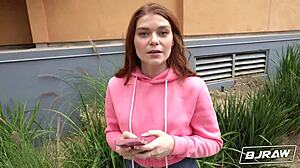 cum covered redhead