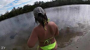 Busty Public Fishing