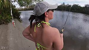Busty Public Fishing