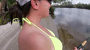 Busty Public Fishing