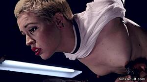 blonde bondage caning