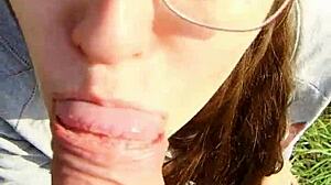 outdoor blowjob creampie