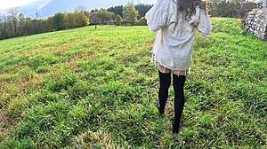 outdoor cameltoe tease