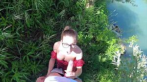 petite forest blowjob