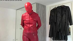 Leather hooded bondage