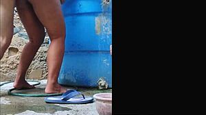 balcony anal creampie