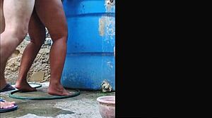 balcony anal creampie