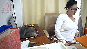 secretary dildo fuck